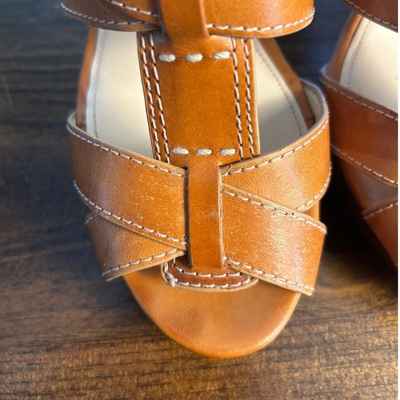 Coach Stefanie Vacchetta Camel Leather High Heeled Strappy Sandal Shoes Sz 9.5B - Picture 6 of 10